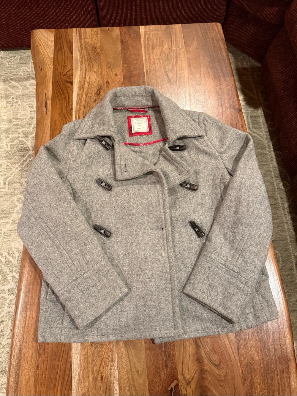 🤎MOVING SALE🤎 Old Navy Gray Wool-Blend Jacket with Red Trim